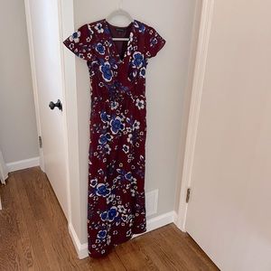 Banana Republic Burgundy and Blue Floral Maxi Dress. XS